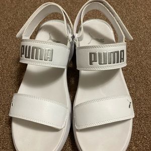 Lily Puma Sandal - White w/ silver logo